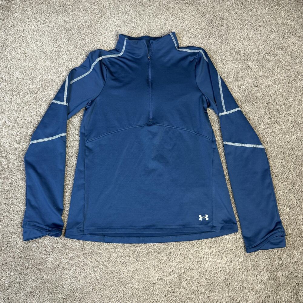 Under Armour Pullover Womens XS Blue 1/4 Zip Mock Neck Long Sleeve Athletic